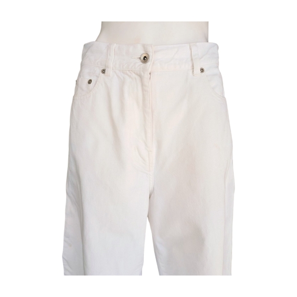 Rare SACAI Japan Calca Pantacourt White Cropped Wide Leg Jeans Size 3/US Large - Picture 3 of 12